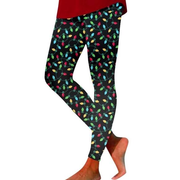 Just One Women's Holiday Lights Printed Holiday Leggings Medium $35 - Picture 2 of 2
